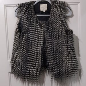 Copper Key Black and White Faux Fur Vest